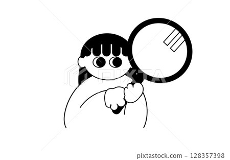 拿著放大鏡的女孩的簡單插圖 128357398