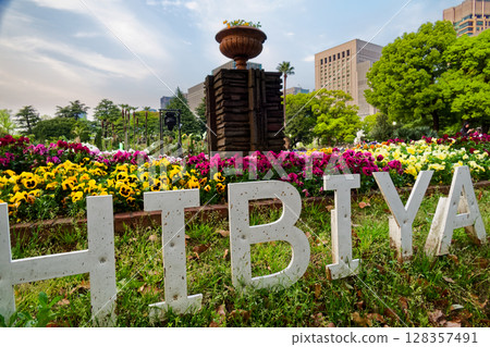 Flower beds in Hibiya Park at dusk Flower beds in Hibiya Park at dusk 128357491