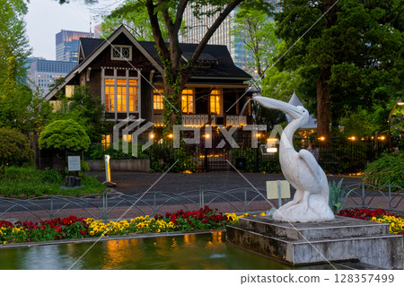 Flower beds in Hibiya Park at dusk Flower beds in Hibiya Park at dusk 128357499