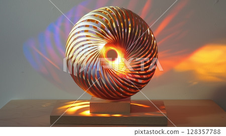A spiral wooden object that shines like the sun A spiral wooden object that shines like the sun 128357788