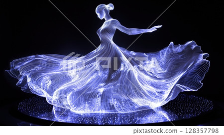 A ballerina's dance depicted with lines of light 128357798