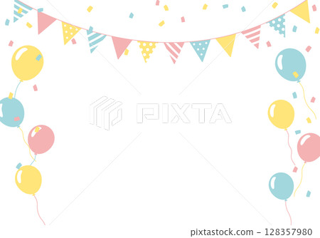 生日卡片_生日派對背景（氣球）（橫向） 128357980