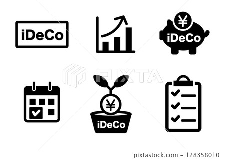 iDeCo 和投資黑白圖示集 iDeCo 和投資黑白圖示集 128358010