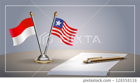 Small national flag of Indonesia and Liberia flag Relation, Template Vector Illustration 128358118