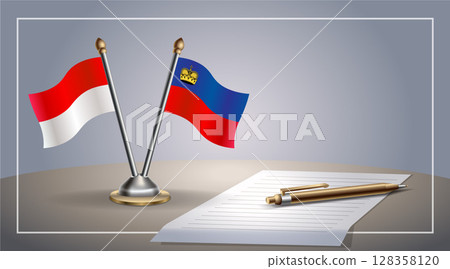 Small national flag of Indonesia and Liechtenstein flag Relation, Template Vector Illustration Small national flag of Indonesia and Liechtenstein flag Relation, Template Vector Illustration 128358120