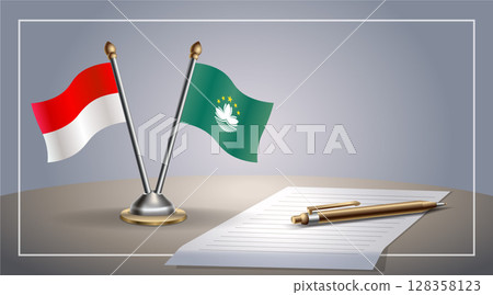 Small national flag of Indonesia and Macao flag Relation, Template Vector Illustration Small national flag of Indonesia and Macao flag Relation, Template Vector Illustration 128358123