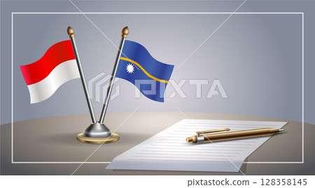 Small national flag of Indonesia and Nauru flag Relation, Template Vector Illustration 128358145