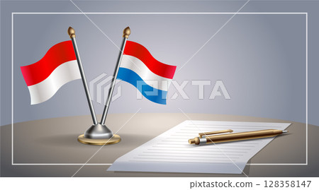 Small national flag of Indonesia and Netherlands flag Relation, Template Vector Illustration Small national flag of Indonesia and Netherlands flag Relation, Template Vector Illustration 128358147