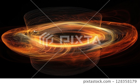具有旋轉能量的紅光甜甜圈結構 128358179