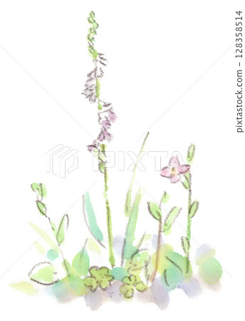 初夏、雨季和夏季植物。繡線菊和Yugesho的水彩插圖 初夏、雨季和夏季植物。繡線菊和Yugesho的水彩插圖 128358514