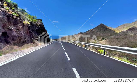 Experience vibrant scenery and winding roads along the beautiful coast, ideal for adventure lovers and thrill seekers 128358767