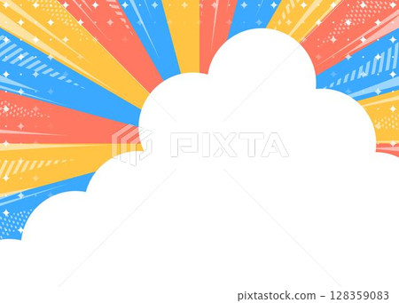 雲彩設計背景架構、旭日、聚焦線和燈光裝飾 128359083