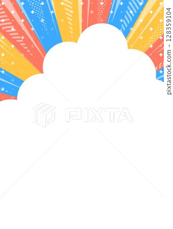 雲設計背景架構、旭日、聚焦線條與燈光裝飾、縱向方向 128359104