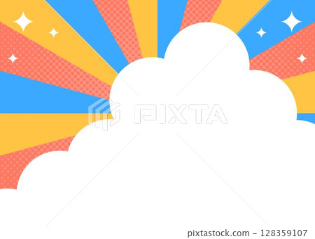 雲彩設計背景架構、旭日、半色調圖案、燈光效果、裝飾 128359107