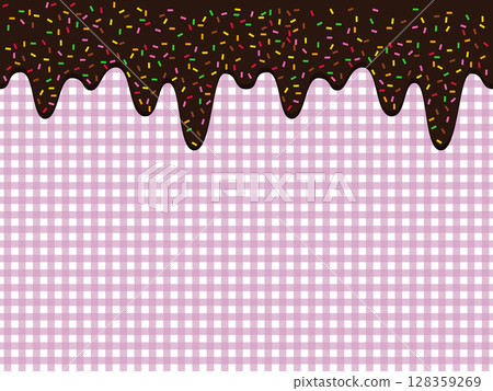 Melting chocolate and gingham checkered background 128359269