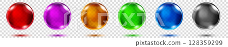 Set of translucent colored spheres. 128359299