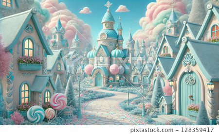 淡藍色的童話小鎮 128359417