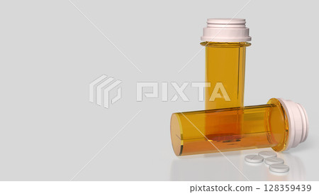 The Drug bottle on white background for Medical or health concept 3d Rendering. 128359439