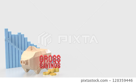The Gross savings and Piggy Bank for Business concept 3d Rendering. 128359446