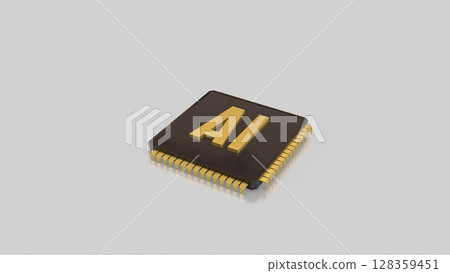 The Gold AI on IC for Technology concept 3d Rendering. The Gold AI on IC for Technology concept 3d Rendering. 128359451