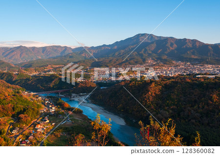 Naegi Castle Ruins (Autumn): View of Mt. Ena from the castle tower observation deck 128360082