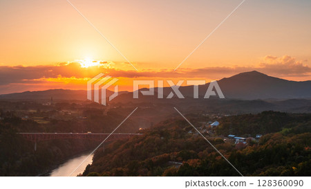 Naegi Castle Ruins (Autumn): View of Mt. Kasagi from the castle tower observation deck Naegi Castle Ruins (Autumn): View of Mt. Kasagi from the castle tower observation deck 128360090