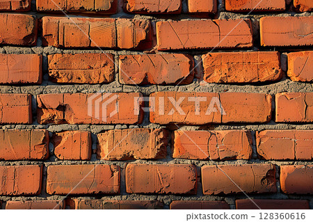Weathered brick wall realistic architectural material background Weathered brick wall realistic architectural material background 128360616