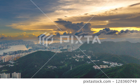 Hong Kong Skyline Iconic Skyscrapers Cityscape Waterfront View Hong Kong Skyline Iconic Skyscrapers Cityscape Waterfront View 128360749