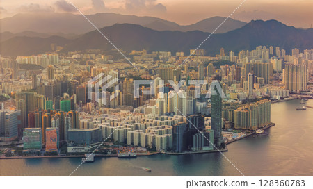 June 24 2025 Hung Hom Waterfront Scenic Harbor Urban View Hong Kong 128360783