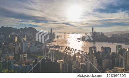 June 24 2025 Harbour Reflections Shine at Kowloon Sunset Hour 128360805