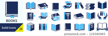 Book silhouette icon set 128360965