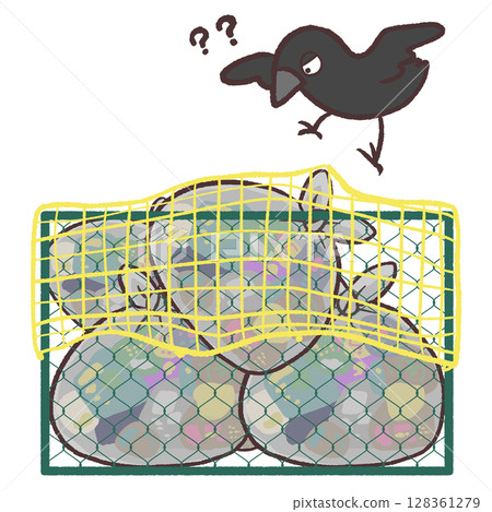 垃圾場和烏鴉插圖 垃圾場和烏鴉插圖 128361279