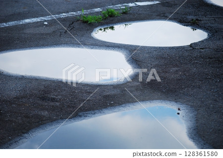 Puddle in the parking lot Puddle in the parking lot 128361580