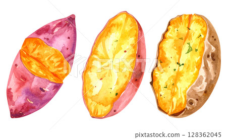 Sweet potato illustration set - Autumn food series 128362045