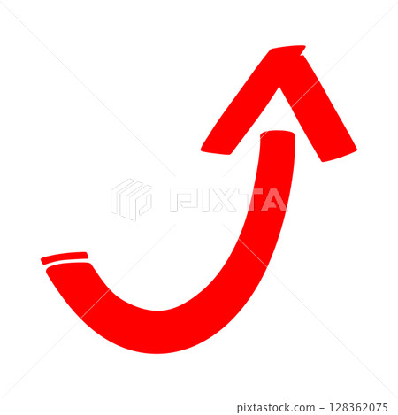 Marker-style icon of a red arrow rising to the right 128362075
