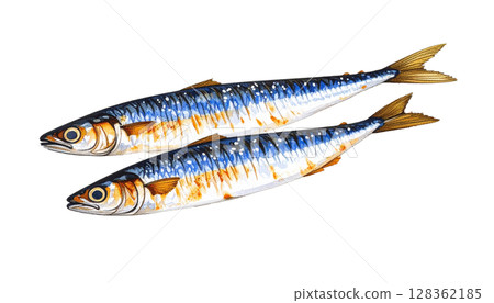 Illustration of grilled fish 128362185