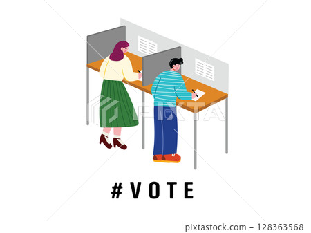 參加選舉投票的男性和女性 128363568