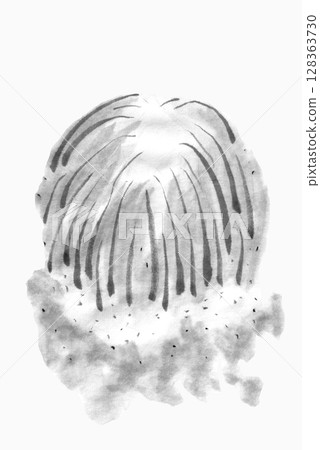 煙火手繪單色插圖 128363730
