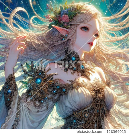 一位華麗而美麗的精靈女王，一位偉大而勢不可擋的精靈女王 128364013