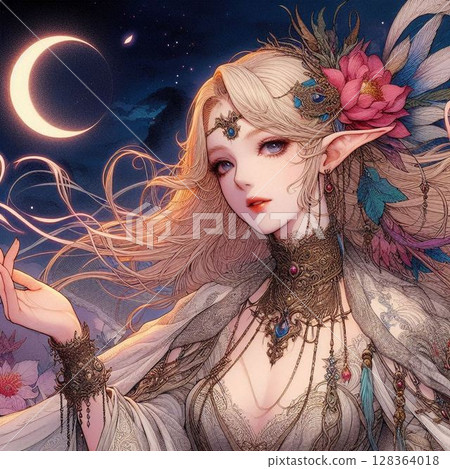 A magnificent and beautiful elven queen, a great and overwhelming elven queen A magnificent and beautiful elven queen, a great and overwhelming elven queen 128364018
