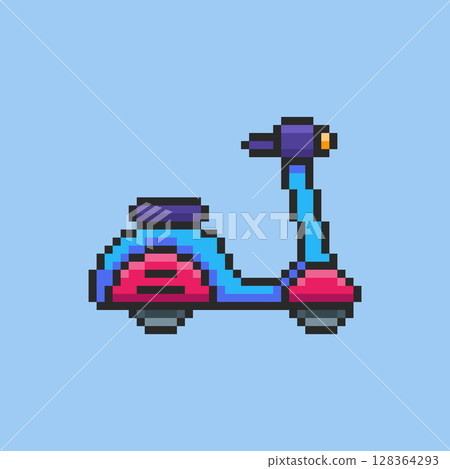 Pixel art Colorful Scooter game asset design 128364293