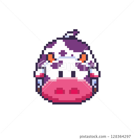 Pixel art Cute Cow game asset design 128364297