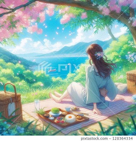 女人、美女、女孩、模特兒在大自然中放鬆 女人、美女、女孩、模特兒在大自然中放鬆 128364334