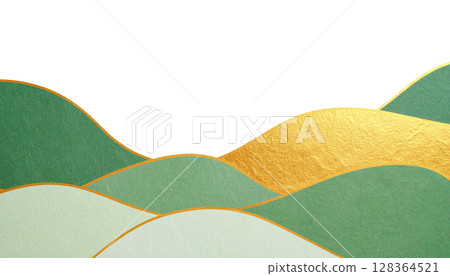 Japanese pattern, Japanese style image background material (gold, green) 128364521