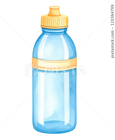 嬰兒奶瓶水彩插圖 128364709