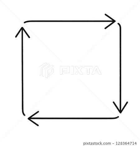 Square frame illustration (monochrome, vector style) composed of hand-drawn arrows 128364714