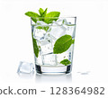 Visual of a cold drink with ice and mint 128364982