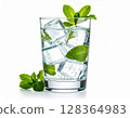 Visual of a cold drink with ice and mint 128364983