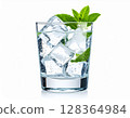Visual of a cold drink with ice and mint 128364984