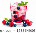 Visual of carbonated berry soda with berries and mint 128364986